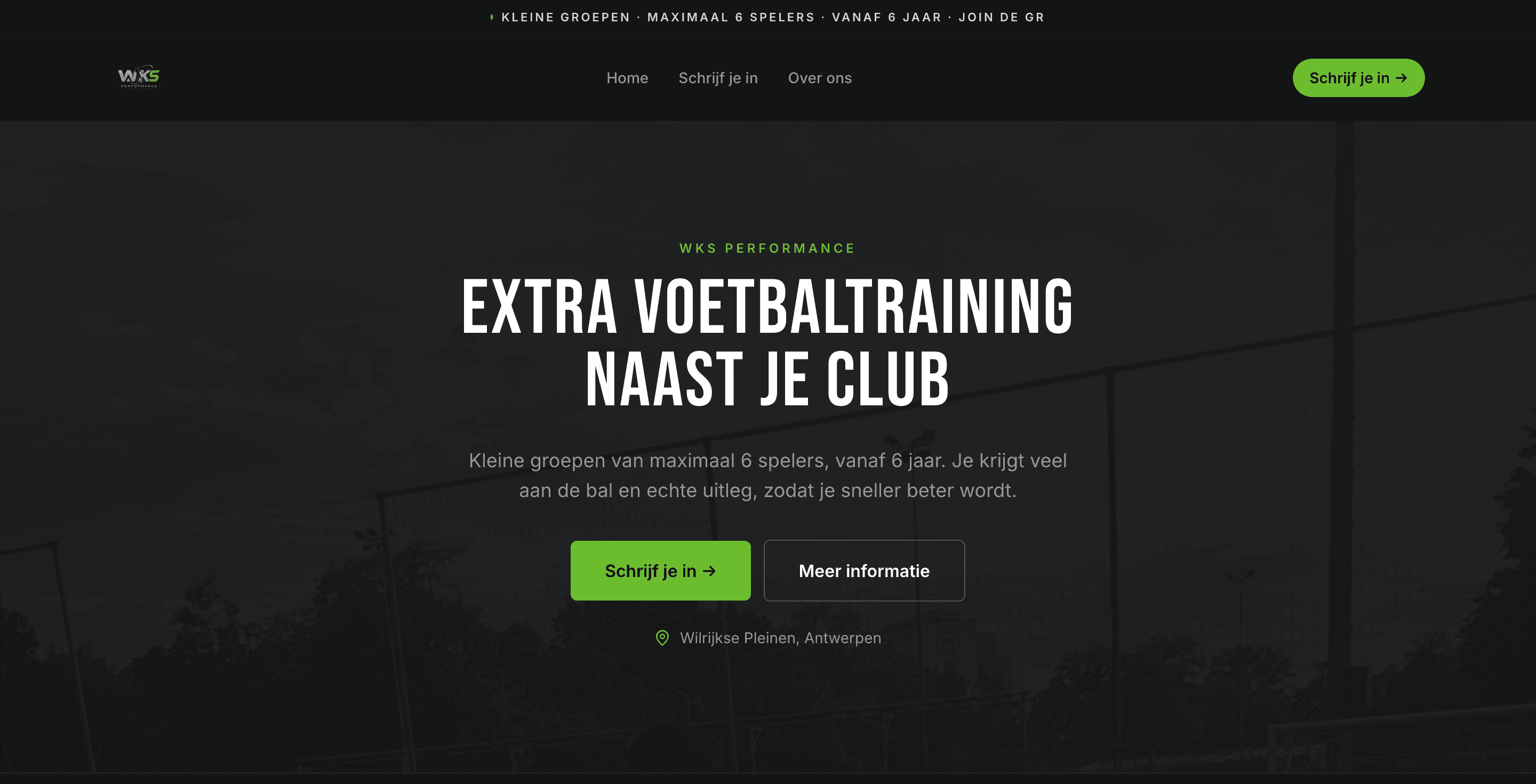 WKS Performance website, desktop view